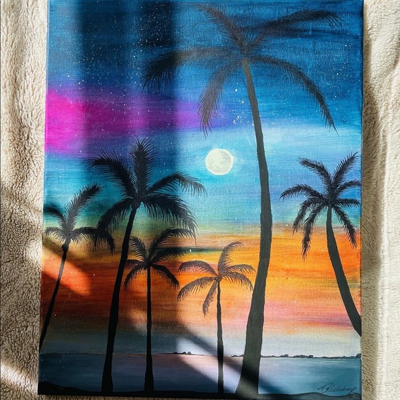 Moonlight - Original Acrylic Painting On Canvas with Original Signature